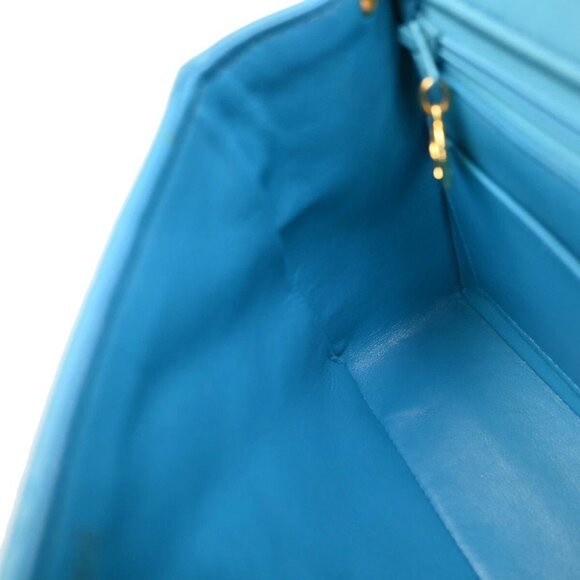 CHANEL CC Logo Mini Matelasse Chain Shoulder Bag Leather Blue GHW - Picture 7 of 14